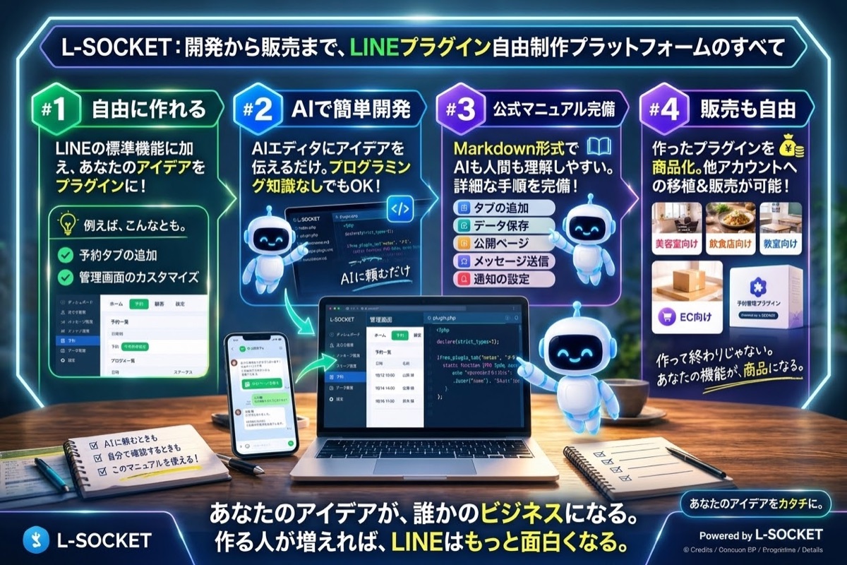 開発から販売まで、LINEプラグイン自由制作プラットフォームのすべて
